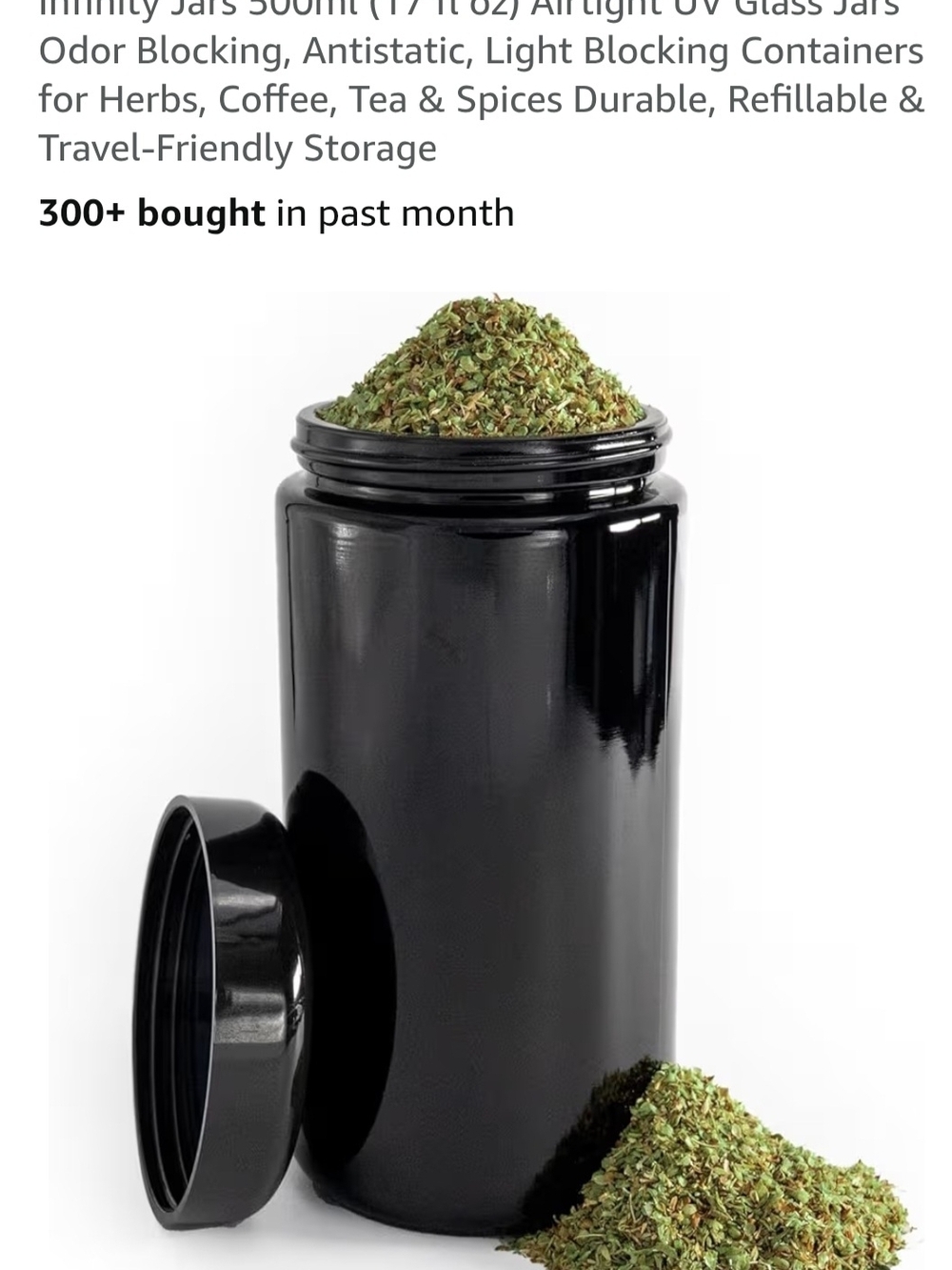 Premium Black Glass Airtight Storage Jar - UV Light Blocking